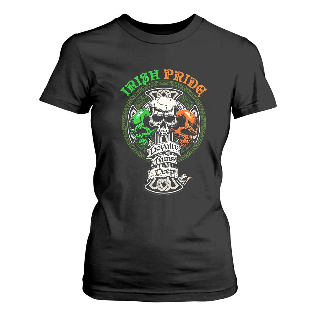 Irish Pride Skull T Shirt For Women Celtic Cross Ireland Flag St. Patricks Day TS02 Black Print Your Wear