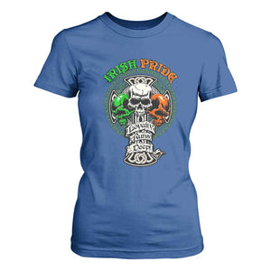 Irish Pride Skull T Shirt For Women Celtic Cross Ireland Flag St. Patricks Day TS02 Royal Blue Print Your Wear