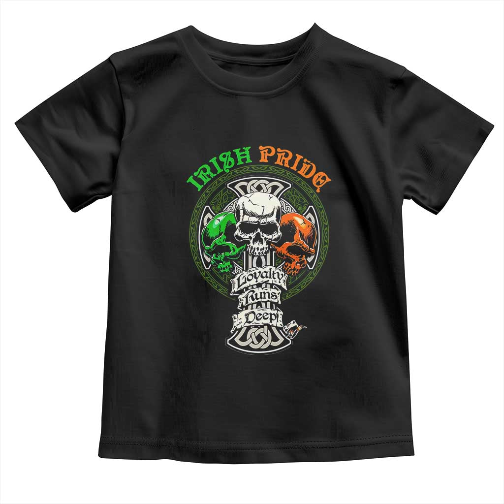 Irish Pride Skull Toddler T Shirt Celtic Cross Ireland Flag St. Patricks Day TS02 Black Print Your Wear