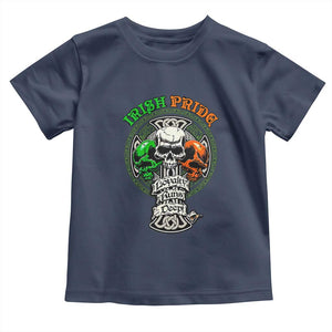 Irish Pride Skull Toddler T Shirt Celtic Cross Ireland Flag St. Patricks Day TS02 Navy Print Your Wear