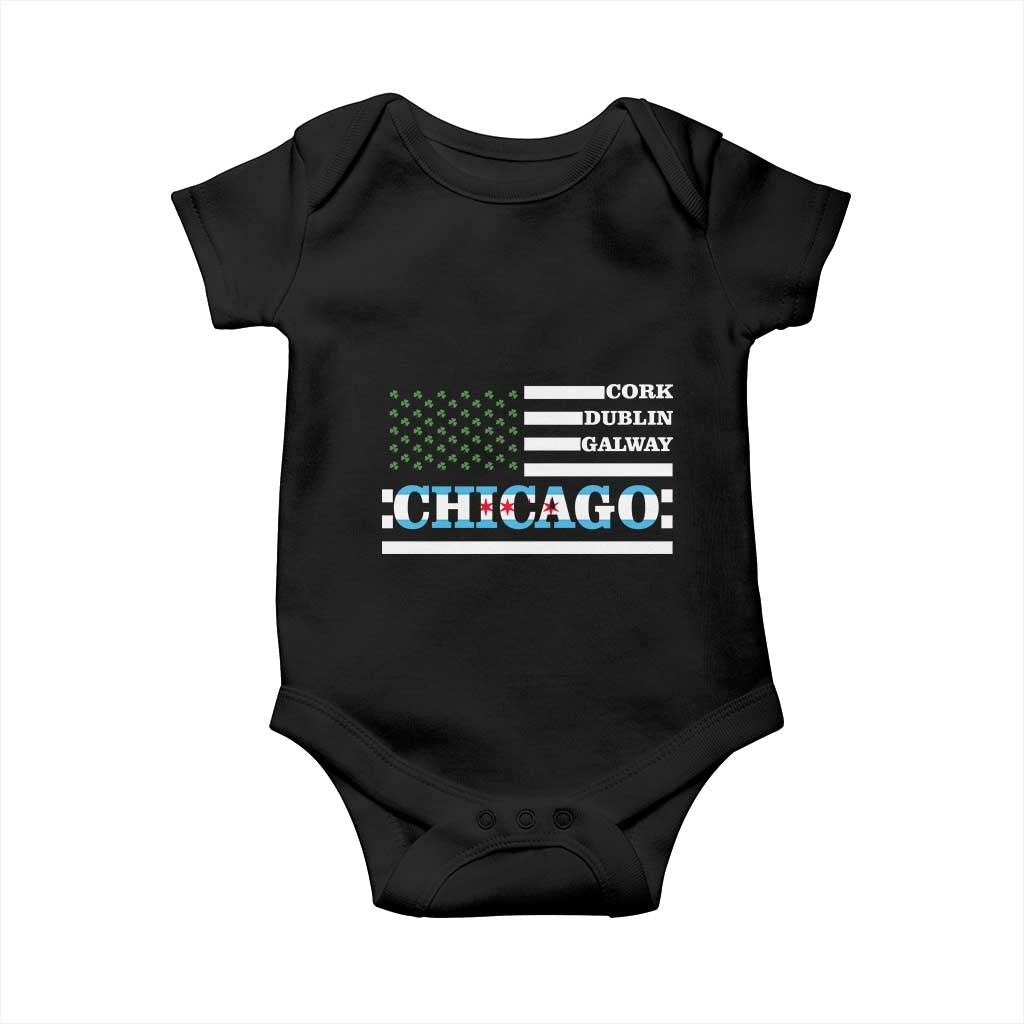 Chicago St Patricks Day Baby Onesie Cork Dublin Galway South Side Irish Flag TS02 Black Print Your Wear