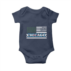 Chicago St Patricks Day Baby Onesie Cork Dublin Galway South Side Irish Flag TS02 Navy Print Your Wear