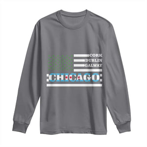 Chicago St Patricks Day Long Sleeve Shirt Cork Dublin Galway South Side Irish Flag TS02 Charcoal Print Your Wear
