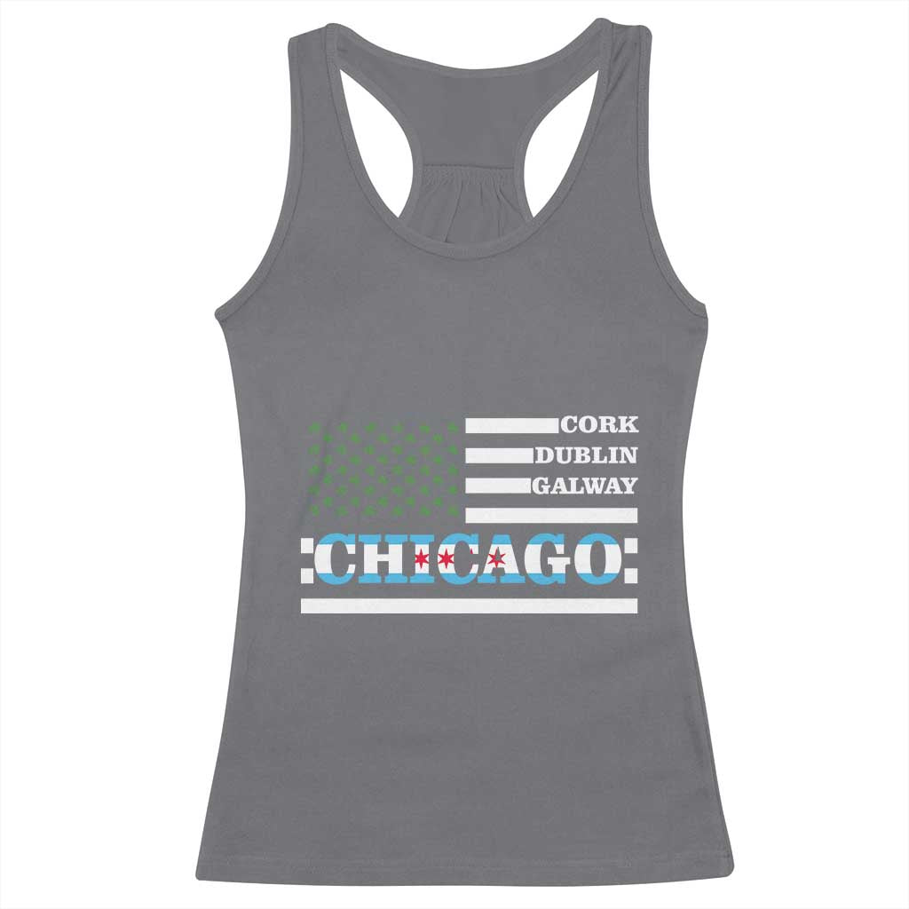 Chicago St Patricks Day Racerback Tank Top Cork Dublin Galway South Side Irish Flag TS02 Charcoal Print Your Wear