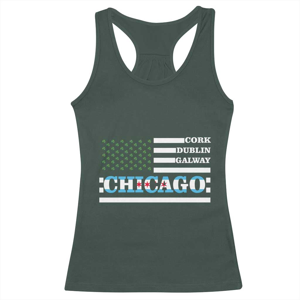 Chicago St Patricks Day Racerback Tank Top Cork Dublin Galway South Side Irish Flag TS02 Dark Forest Green Print Your Wear