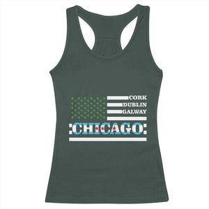 Chicago St Patricks Day Racerback Tank Top Cork Dublin Galway South Side Irish Flag TS02 Dark Forest Green Print Your Wear