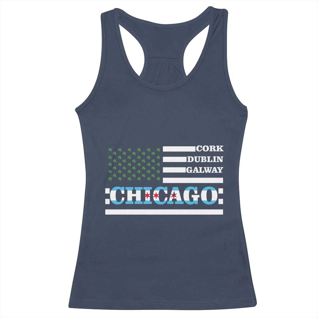 Chicago St Patricks Day Racerback Tank Top Cork Dublin Galway South Side Irish Flag TS02 Navy Print Your Wear