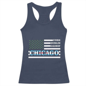 Chicago St Patricks Day Racerback Tank Top Cork Dublin Galway South Side Irish Flag TS02 Navy Print Your Wear