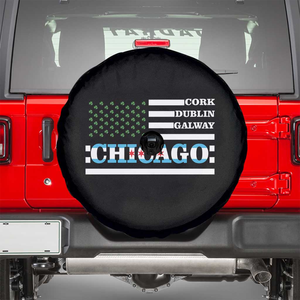 Chicago St Patricks Day Spare Tire Cover Cork Dublin Galway South Side Irish Flag TS02 Black Print Your Wear