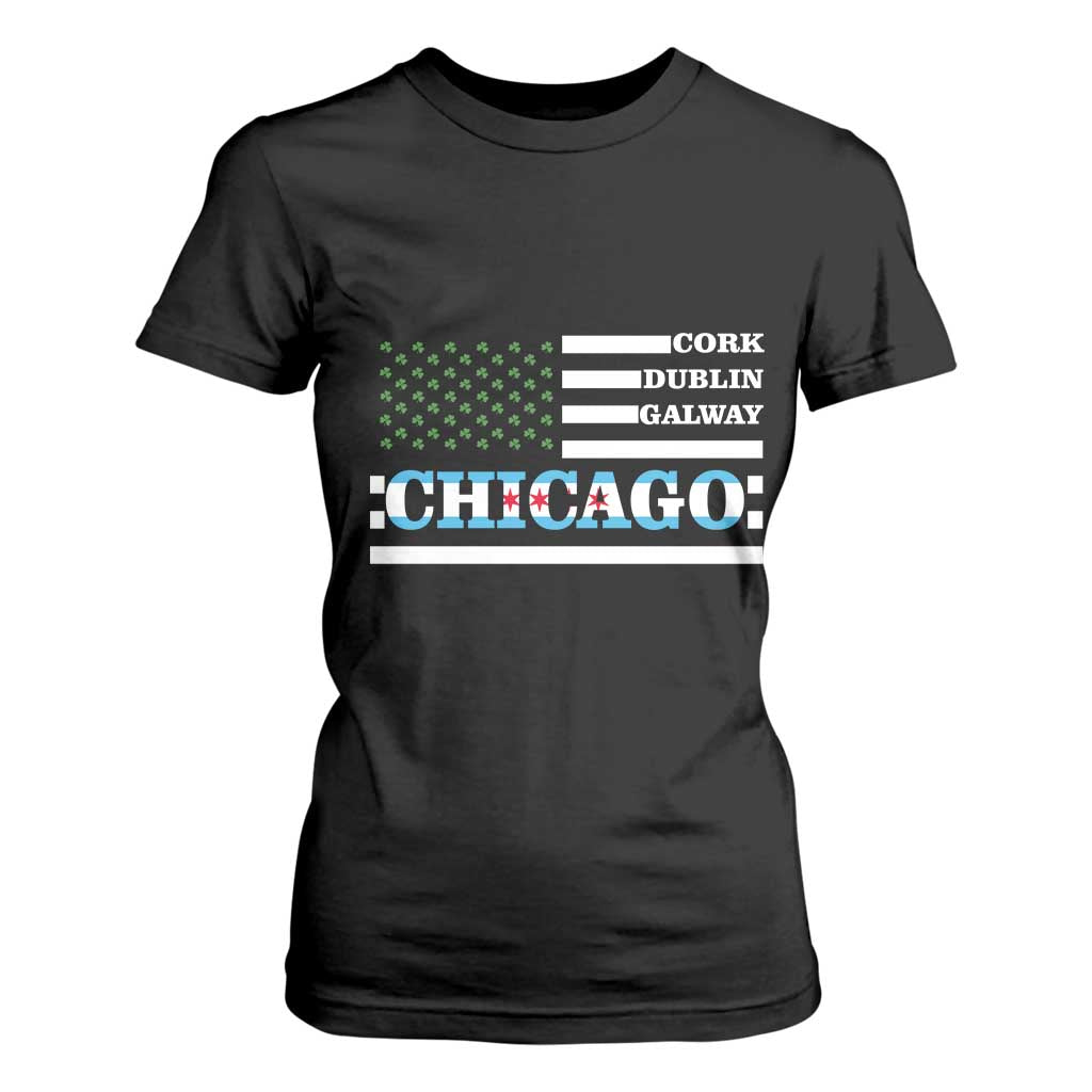 Chicago St Patricks Day T Shirt For Women Cork Dublin Galway South Side Irish Flag TS02 Black Print Your Wear