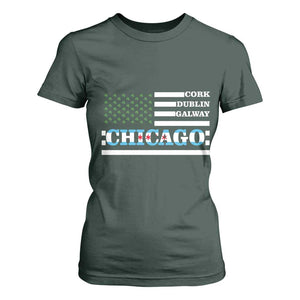 Chicago St Patricks Day T Shirt For Women Cork Dublin Galway South Side Irish Flag TS02 Dark Forest Green Print Your Wear