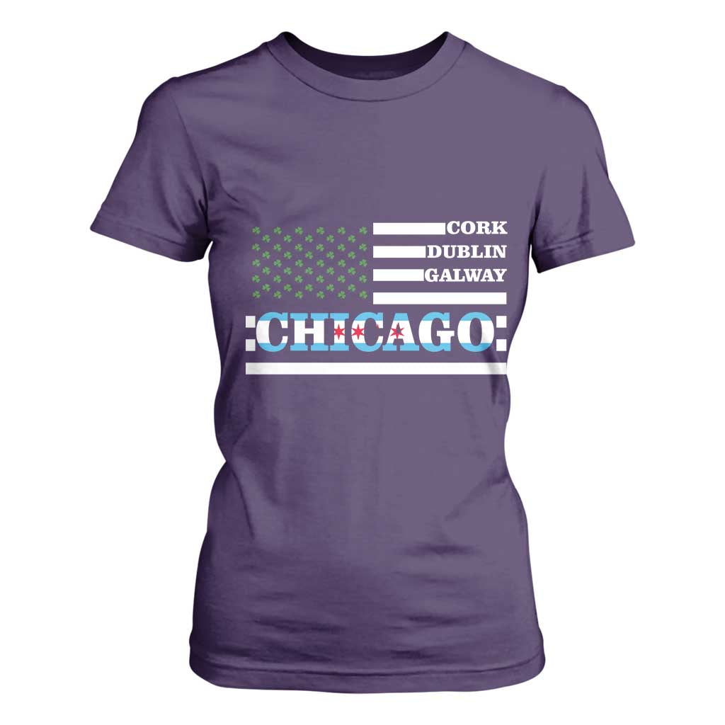 Chicago St Patricks Day T Shirt For Women Cork Dublin Galway South Side Irish Flag TS02 Purple Print Your Wear