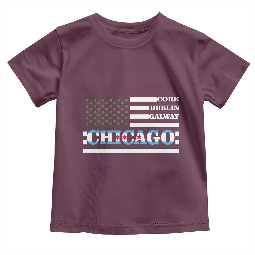 Chicago St Patricks Day Toddler T Shirt Cork Dublin Galway South Side Irish Flag TS02 Maroon Print Your Wear