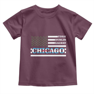 Chicago St Patricks Day Toddler T Shirt Cork Dublin Galway South Side Irish Flag TS02 Maroon Print Your Wear