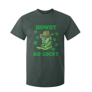 Funny St Patricks Cowboy T Shirt For Kid Howdy Go Lucky Boots Retro Irish Western TS02 Dark Forest Green Print Your Wear