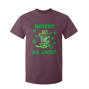 Funny St Patricks Cowboy T Shirt For Kid Howdy Go Lucky Boots Retro Irish Western TS02 Maroon Print Your Wear