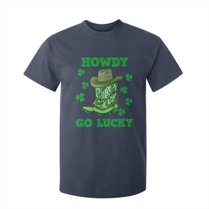 Funny St Patricks Cowboy T Shirt For Kid Howdy Go Lucky Boots Retro Irish Western TS02 Navy Print Your Wear