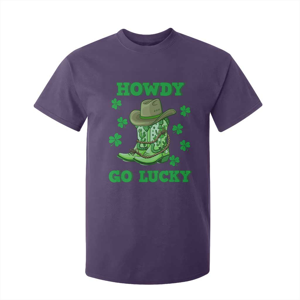 Funny St Patricks Cowboy T Shirt For Kid Howdy Go Lucky Boots Retro Irish Western TS02 Purple Print Your Wear