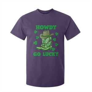 Funny St Patricks Cowboy T Shirt For Kid Howdy Go Lucky Boots Retro Irish Western TS02 Purple Print Your Wear