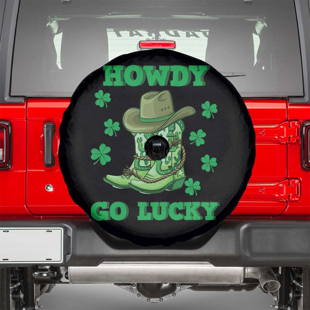 Funny St Patricks Cowboy Spare Tire Cover Howdy Go Lucky Boots Retro Irish Western TS02 Black Print Your Wear
