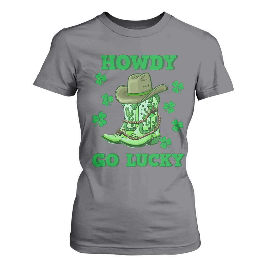 Funny St Patricks Cowboy T Shirt For Women Howdy Go Lucky Boots Retro Irish Western TS02 Charcoal Print Your Wear