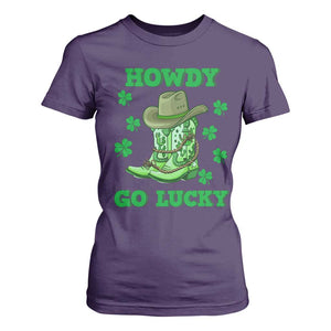 Funny St Patricks Cowboy T Shirt For Women Howdy Go Lucky Boots Retro Irish Western TS02 Purple Print Your Wear