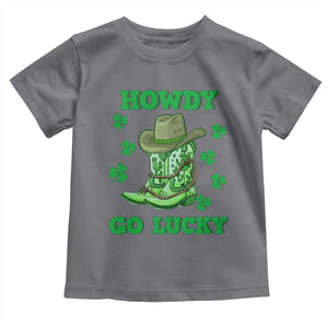 Funny St Patricks Cowboy Toddler T Shirt Howdy Go Lucky Boots Retro Irish Western TS02 Charcoal Print Your Wear
