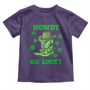 Funny St Patricks Cowboy Toddler T Shirt Howdy Go Lucky Boots Retro Irish Western TS02 Purple Print Your Wear