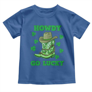 Funny St Patricks Cowboy Toddler T Shirt Howdy Go Lucky Boots Retro Irish Western TS02 Royal Blue Print Your Wear