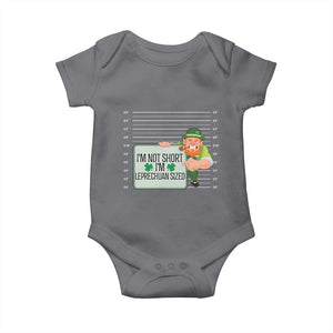 Funny St Patricks Day Baby Onesie I'm Not Short I'm Leprechaun Sized Mugshot TS02 Charcoal Print Your Wear