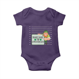 Funny St Patricks Day Baby Onesie I'm Not Short I'm Leprechaun Sized Mugshot TS02 Purple Print Your Wear