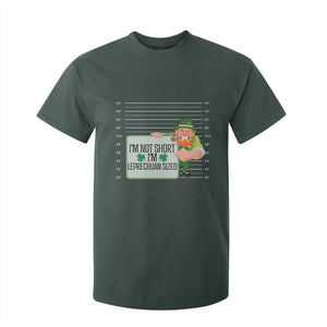 Funny St Patricks Day T Shirt For Kid I'm Not Short I'm Leprechaun Sized Mugshot TS02 Dark Forest Green Print Your Wear