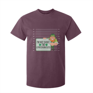 Funny St Patricks Day T Shirt For Kid I'm Not Short I'm Leprechaun Sized Mugshot TS02 Maroon Print Your Wear