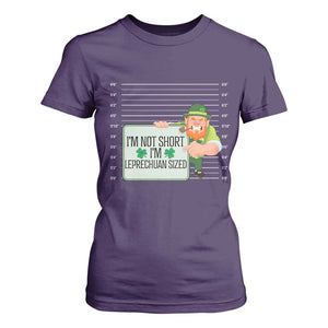 Funny St Patricks Day T Shirt For Women I'm Not Short I'm Leprechaun Sized Mugshot TS02 Purple Print Your Wear
