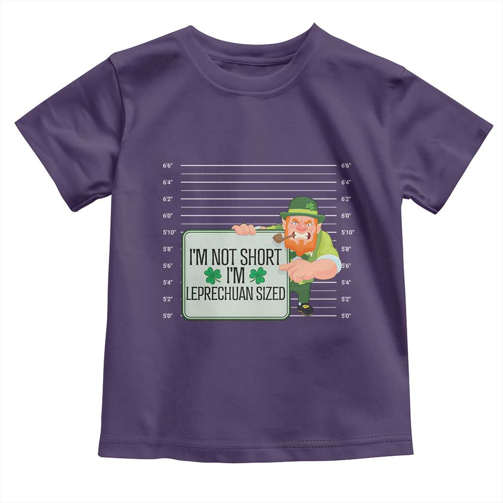 Funny St Patricks Day Toddler T Shirt I'm Not Short I'm Leprechaun Sized Mugshot TS02 Purple Print Your Wear