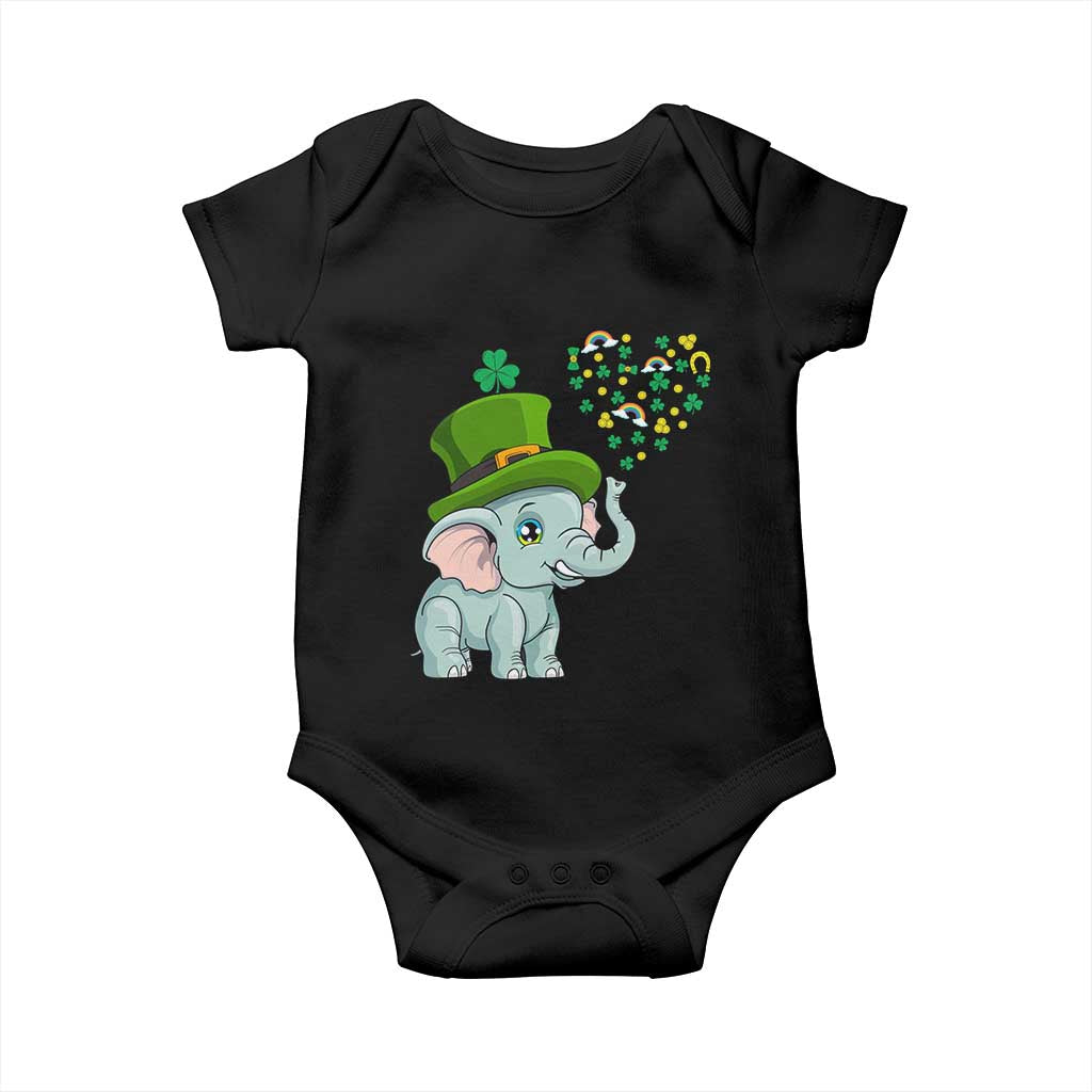 Cute Elephant St Patricks Day Baby Onesie for Boys Girls TS02 Black Print Your Wear