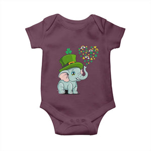 Cute Elephant St Patricks Day Baby Onesie for Boys Girls TS02 Maroon Print Your Wear