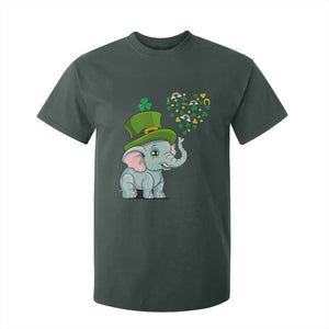 Cute Elephant St Patricks Day T Shirt For Kid for Boys Girls TS02 Dark Forest Green Print Your Wear