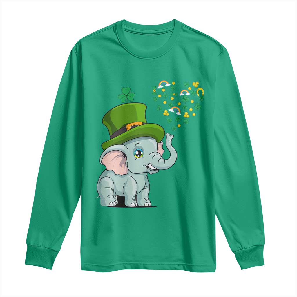 Cute Elephant St Patricks Day Long Sleeve Shirt for Boys Girls TS02 Irish Green Print Your Wear