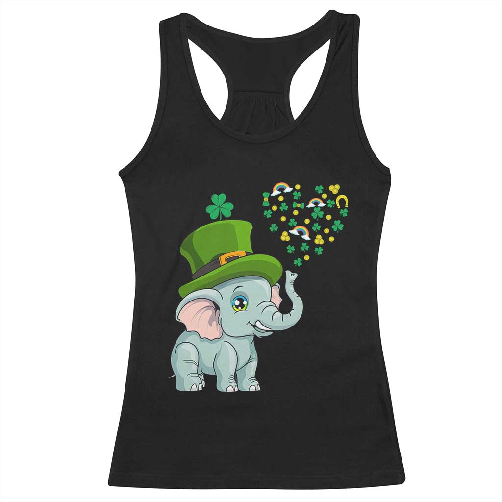 Cute Elephant St Patricks Day Racerback Tank Top for Boys Girls TS02 Black Print Your Wear