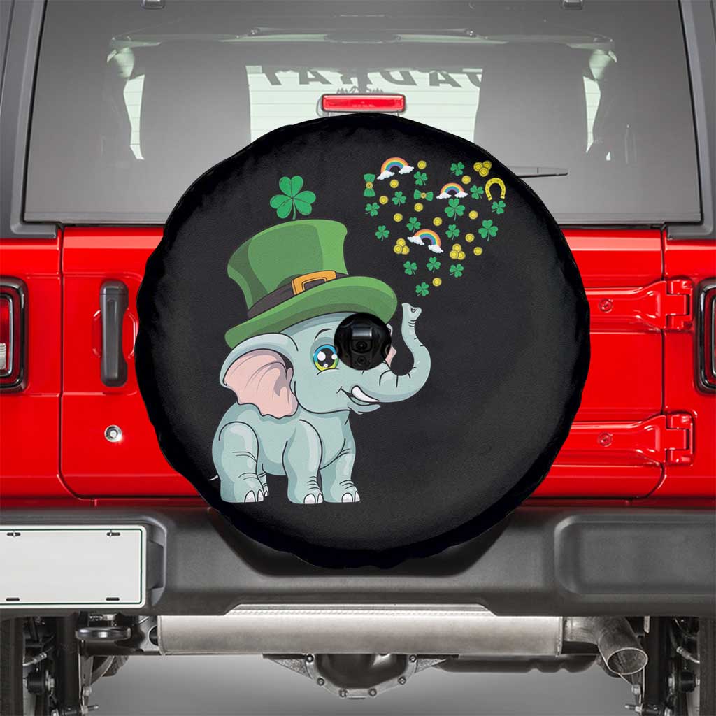 Cute Elephant St Patricks Day Spare Tire Cover for Boys Girls TS02 Black Print Your Wear