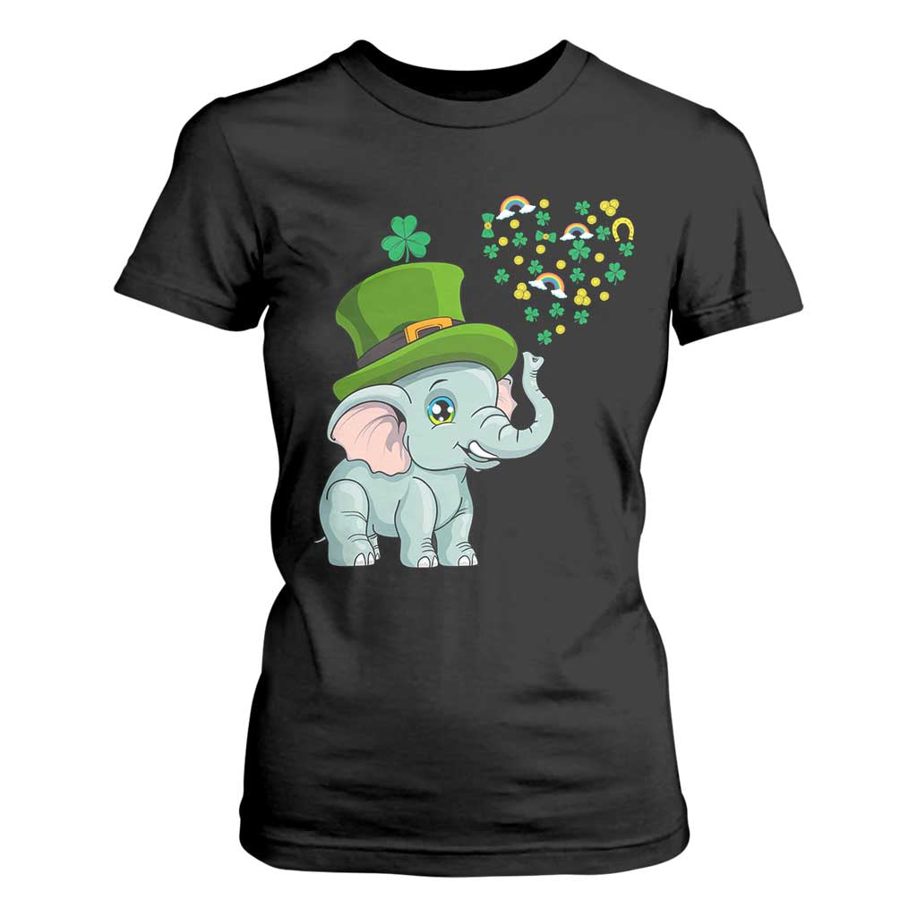 Cute Elephant St Patricks Day T Shirt For Women for Boys Girls TS02 Black Print Your Wear