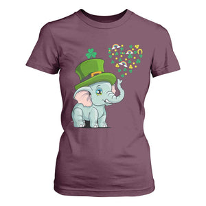 Cute Elephant St Patricks Day T Shirt For Women for Boys Girls TS02 Maroon Print Your Wear