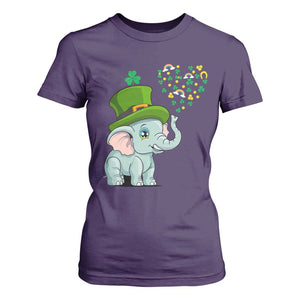 Cute Elephant St Patricks Day T Shirt For Women for Boys Girls TS02 Purple Print Your Wear
