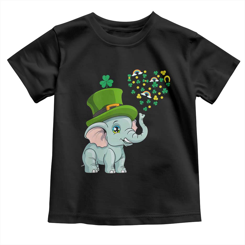 Cute Elephant St Patricks Day Toddler T Shirt for Boys Girls TS02 Black Print Your Wear