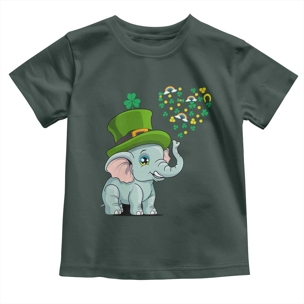 Cute Elephant St Patricks Day Toddler T Shirt for Boys Girls TS02 Dark Forest Green Print Your Wear
