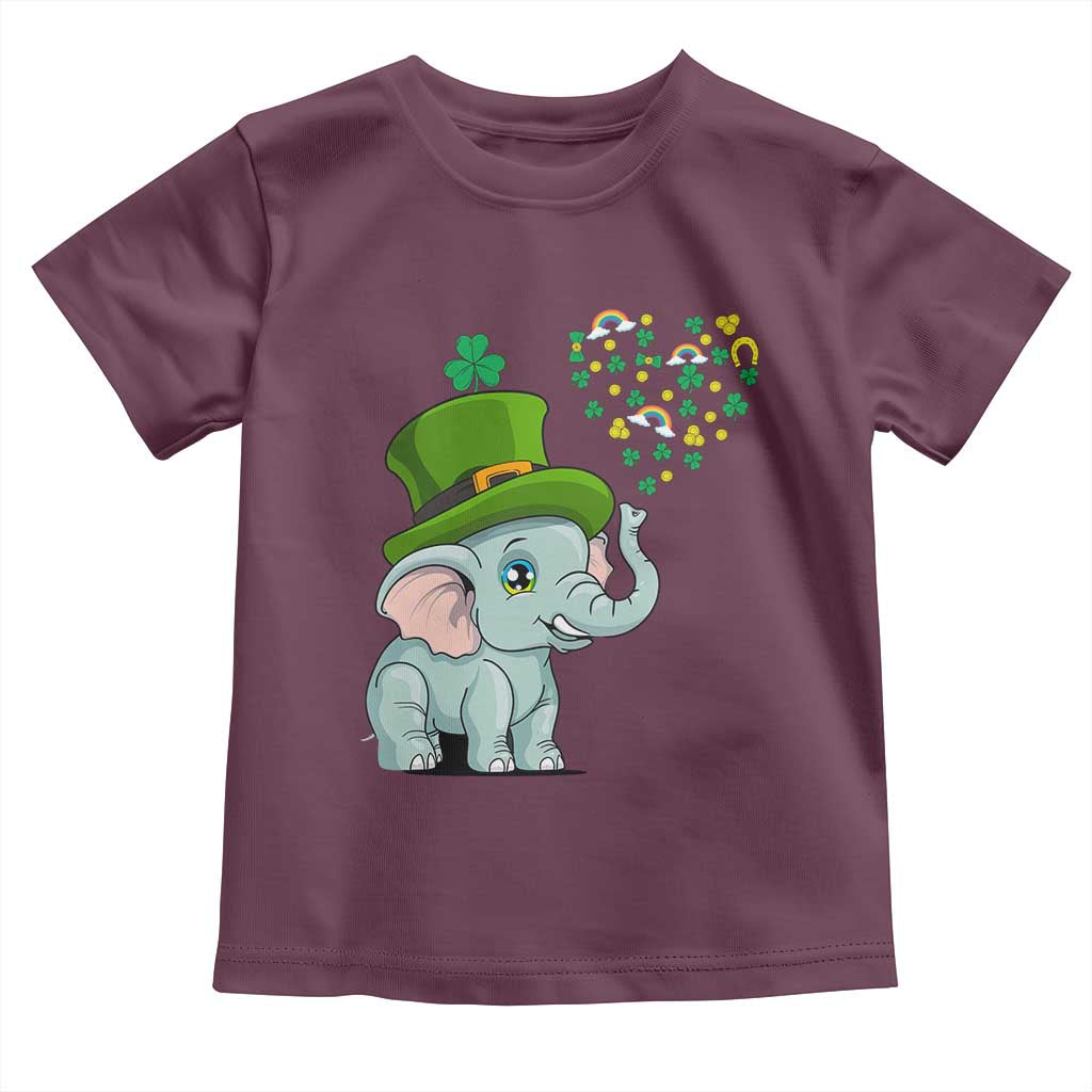 Cute Elephant St Patricks Day Toddler T Shirt for Boys Girls TS02 Maroon Print Your Wear