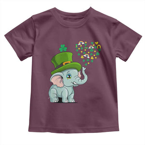 Cute Elephant St Patricks Day Toddler T Shirt for Boys Girls TS02 Maroon Print Your Wear