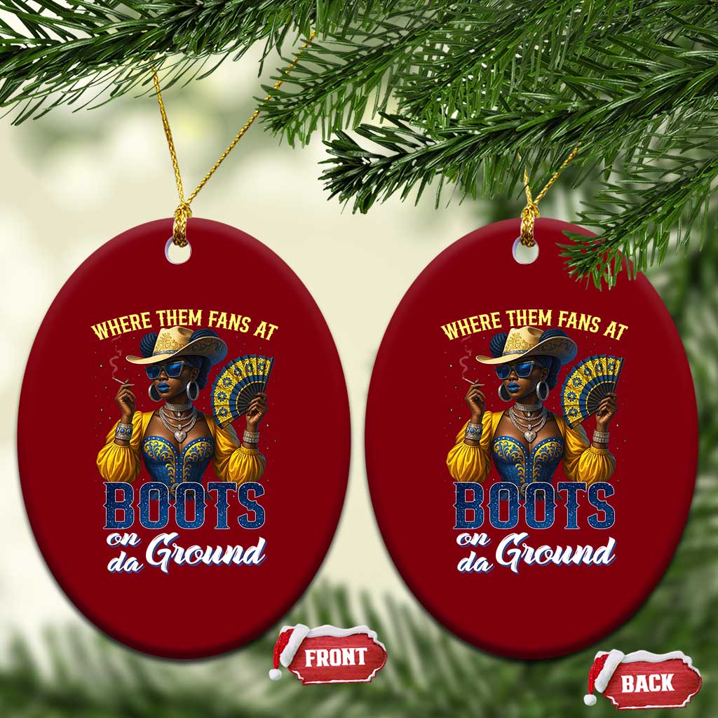 Melanin Cowgirls Linedance Ceramic Ornament Where Them Fans At Boots On Da Ground TS02 Print Your Wear