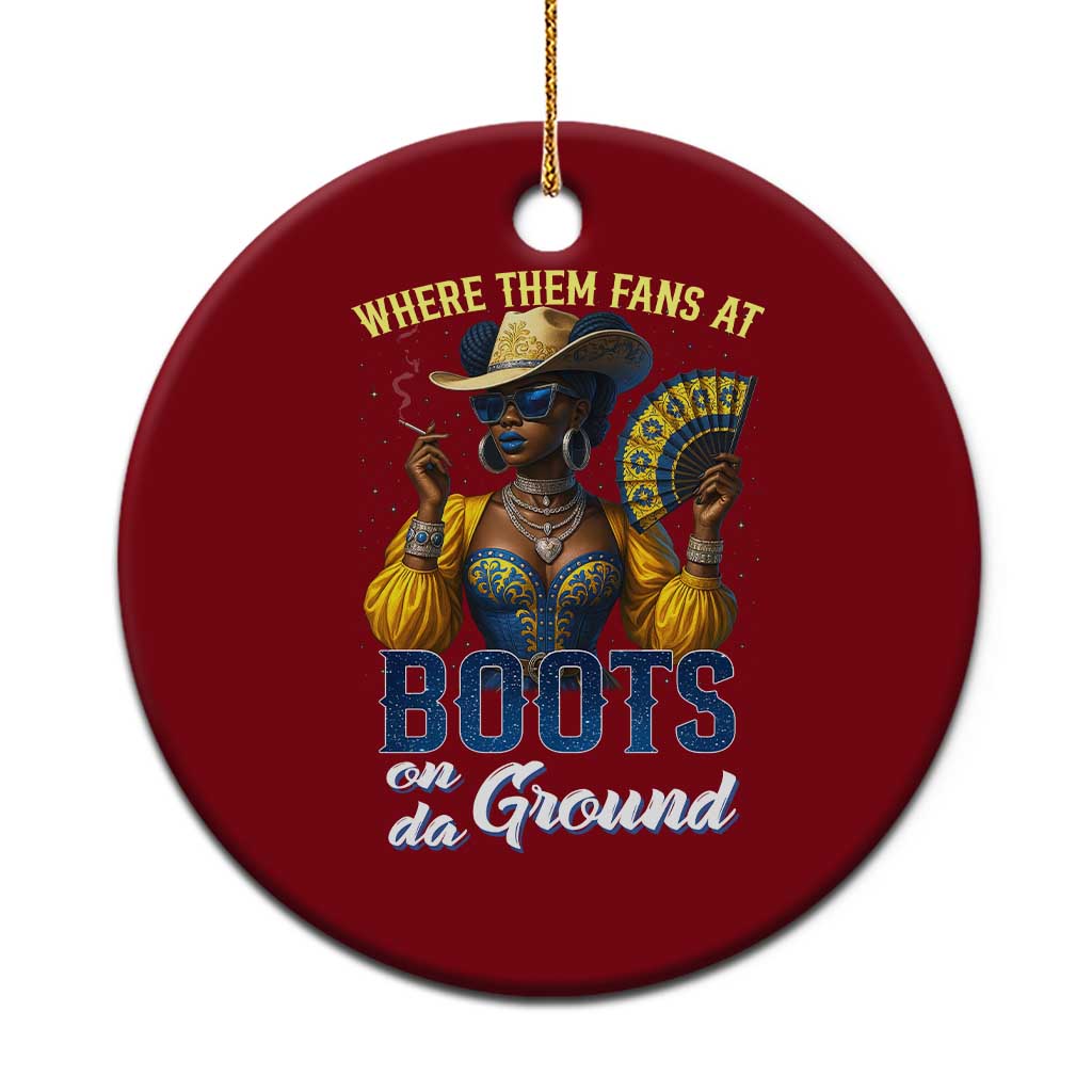 Melanin Cowgirls Linedance Ceramic Ornament Where Them Fans At Boots On Da Ground TS02 1pc Red Print Your Wear